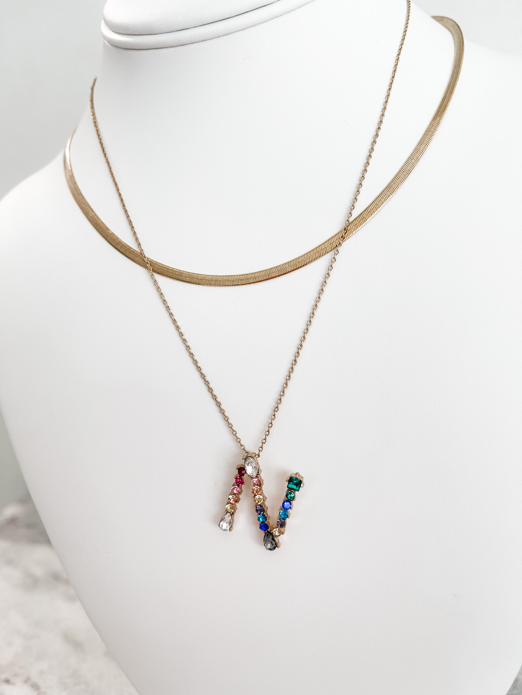 Jewel Initial Necklace