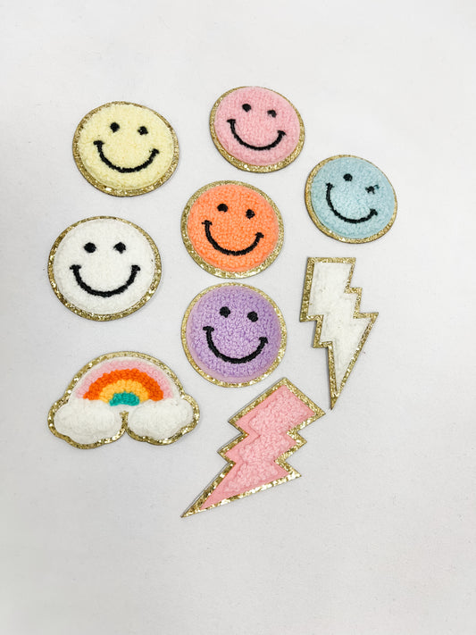 Smiley + Bolts + Rainbow Patches