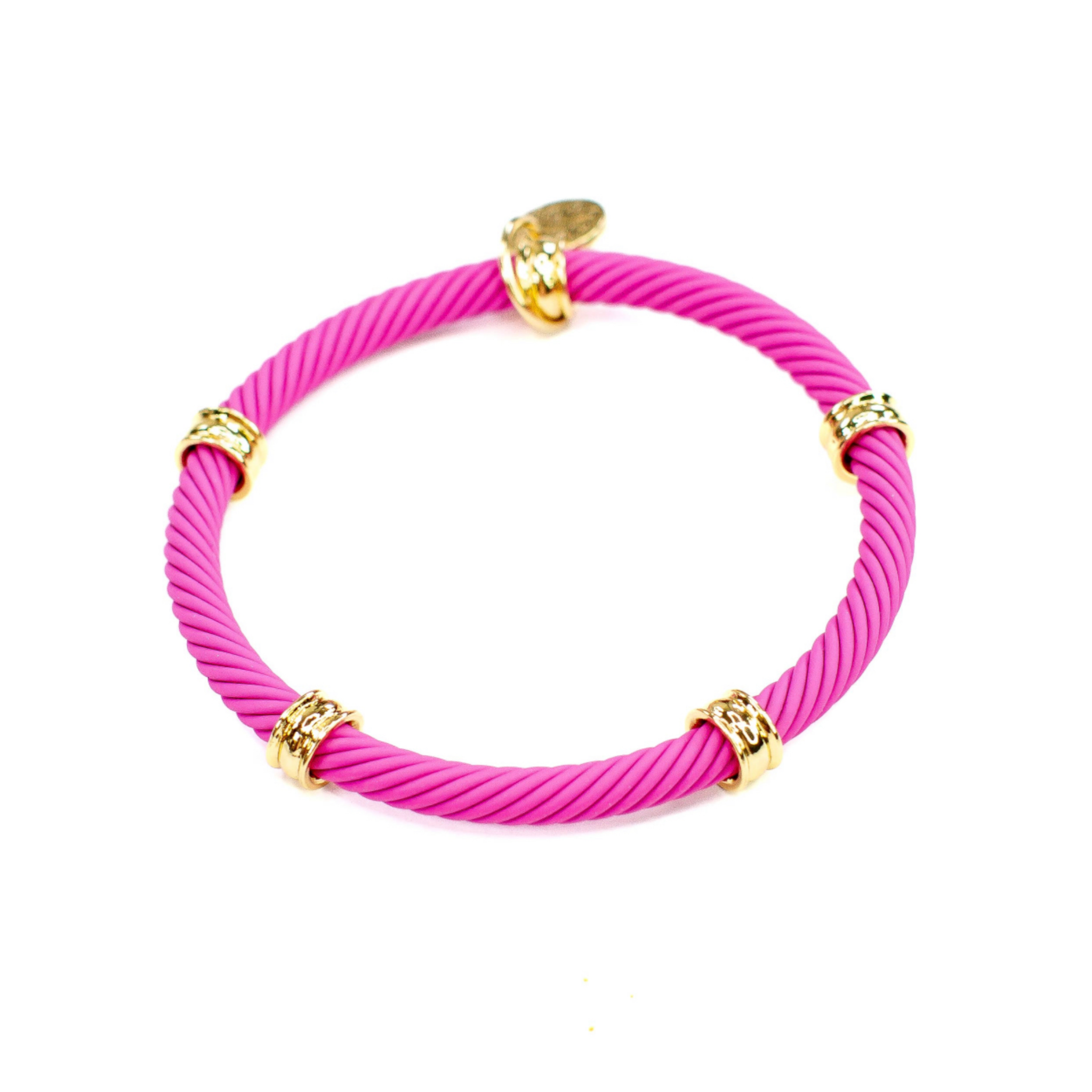 Cable Tube Bracelet - Hot Pink