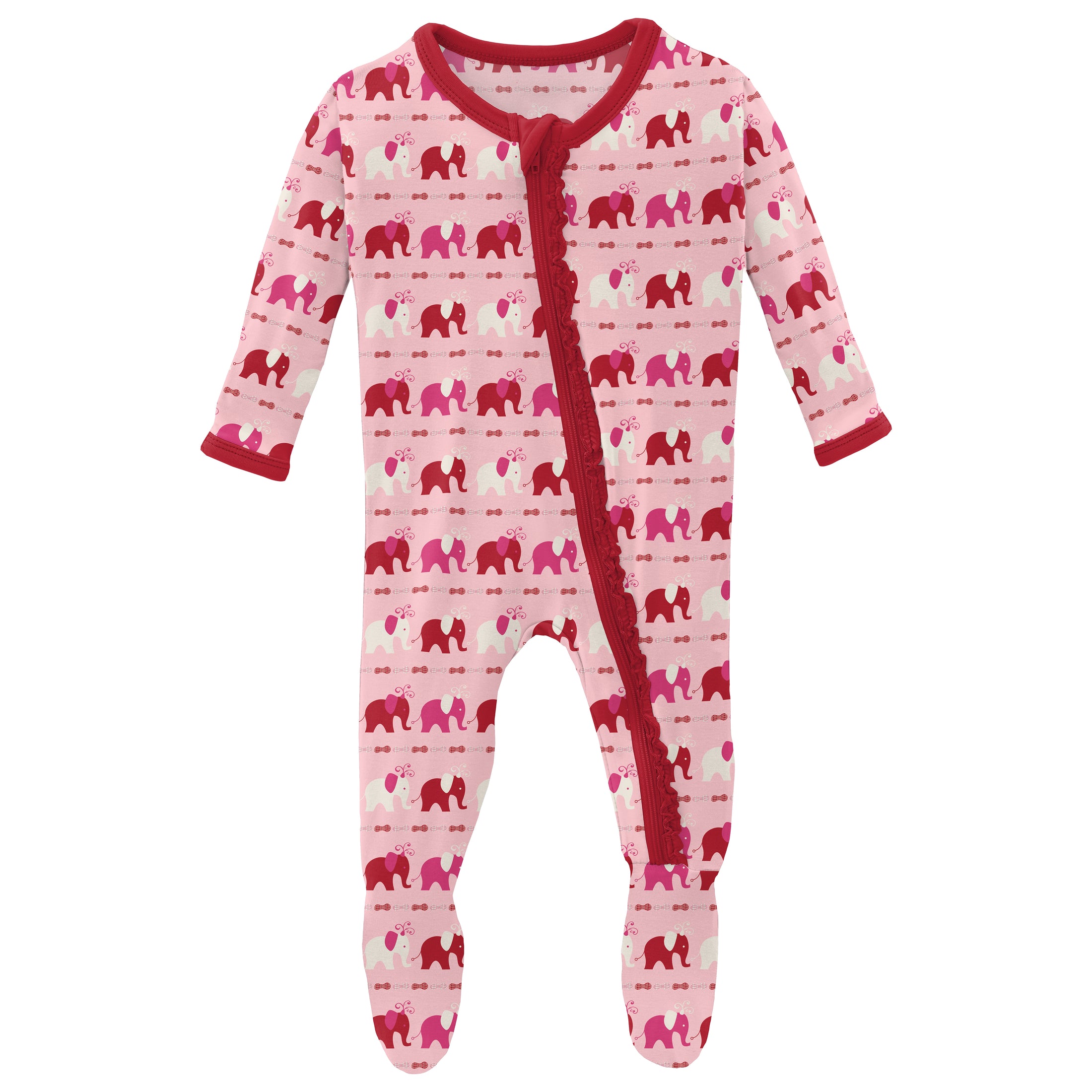 Kickee Pants Ruffle Footie - Calypso Elephant