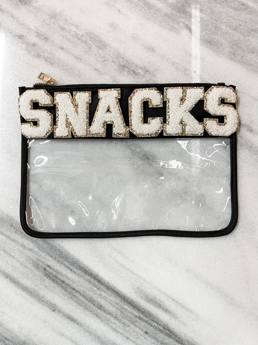 Black ‘Snacks’ Clear Pouch