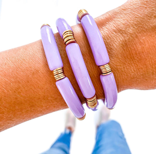 Lavender Acrylic Tube Bracelet - Single