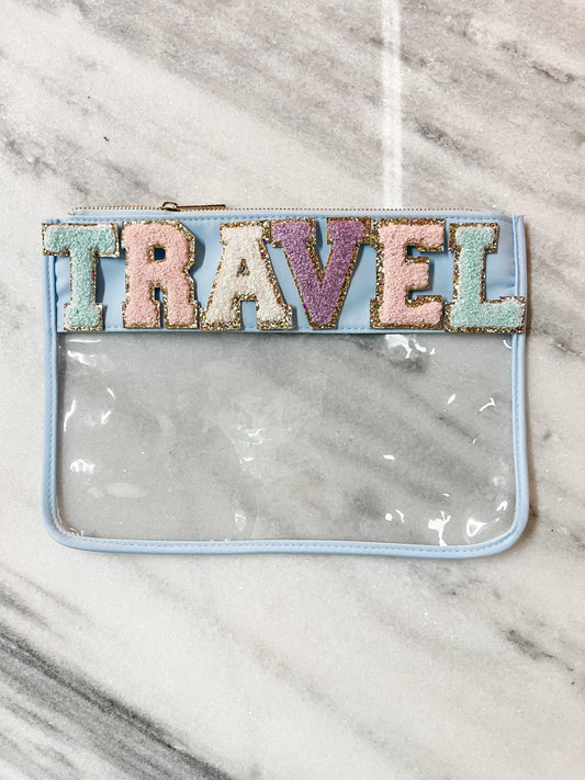 Ice Blue ‘Travel’ Clear Pouch