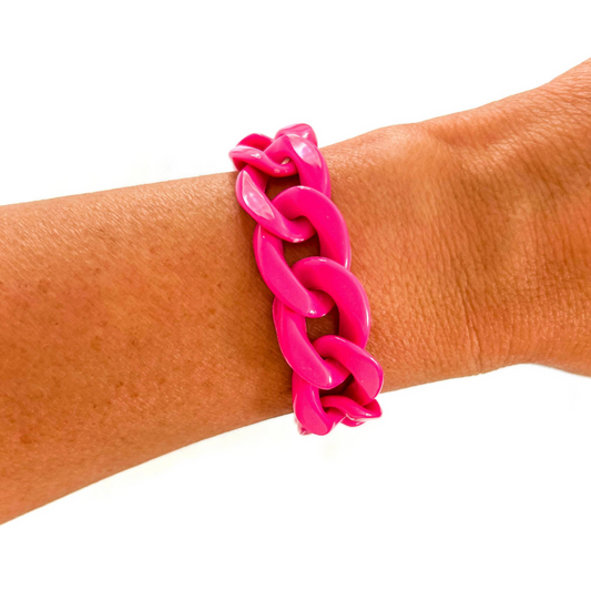 Chain Link Braclet - Hot Pink