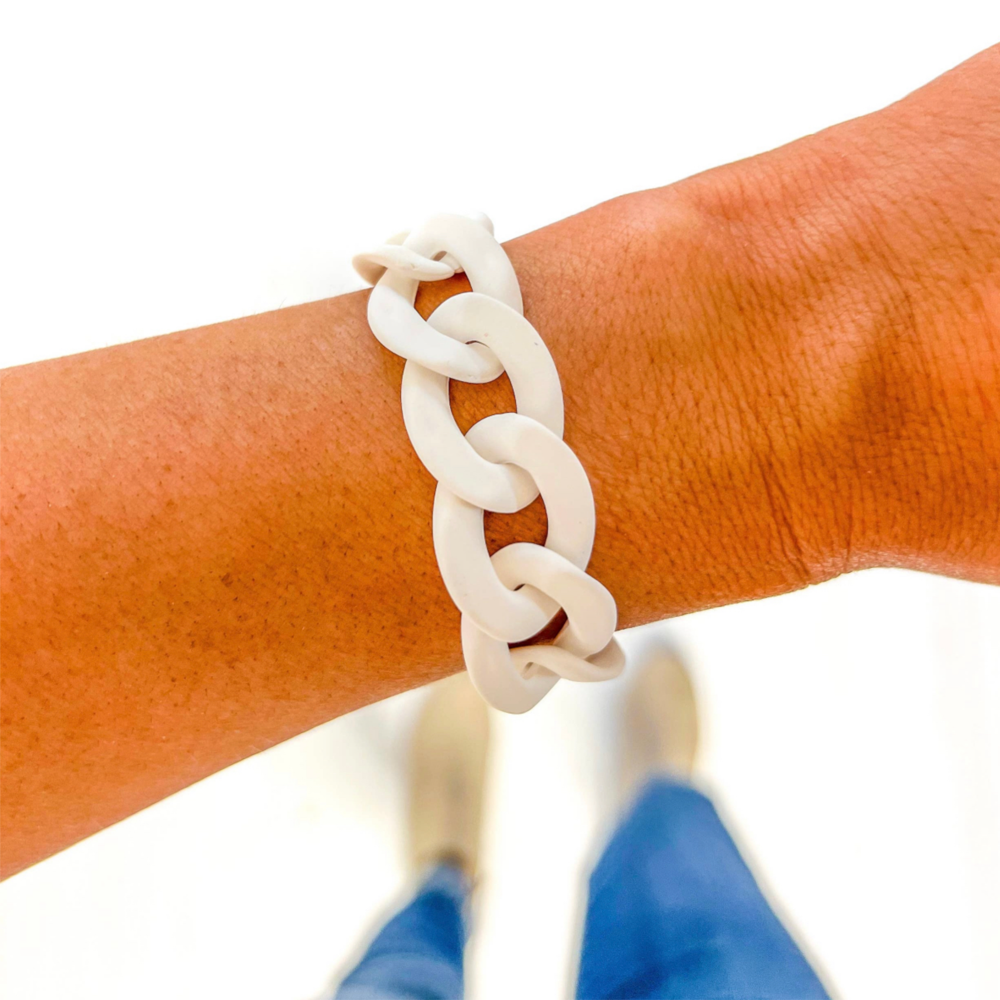 Chain Link Braclet - White