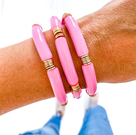 Light Pink Acrylic Tube Bracelet - Single