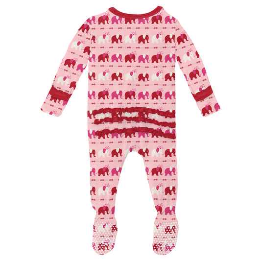 Kickee Pants Ruffle Footie - Calypso Elephant