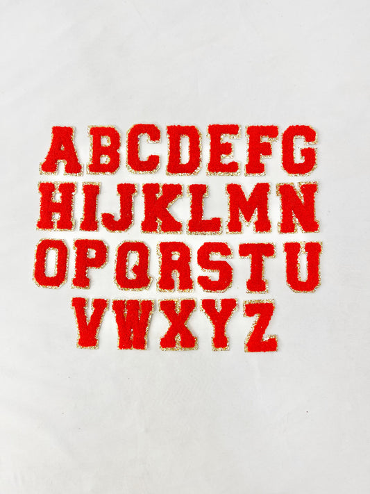 Red + Gold Glitter Varsity Letters